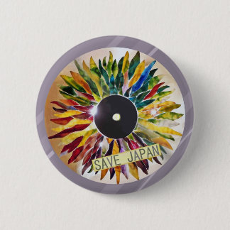 Badge Rond 5 Cm SAVE JAPAN Record of Leaves Lovely pin back