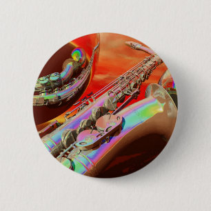 Badge Rond 5 Cm Saxaphone par Lenny