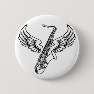Badge Rond 5 Cm Saxo à ailes