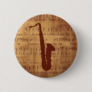 Badge Rond 5 Cm Saxophone antique