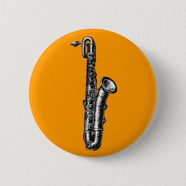 Badge Rond 5 Cm Saxophone de baryton (Devant)