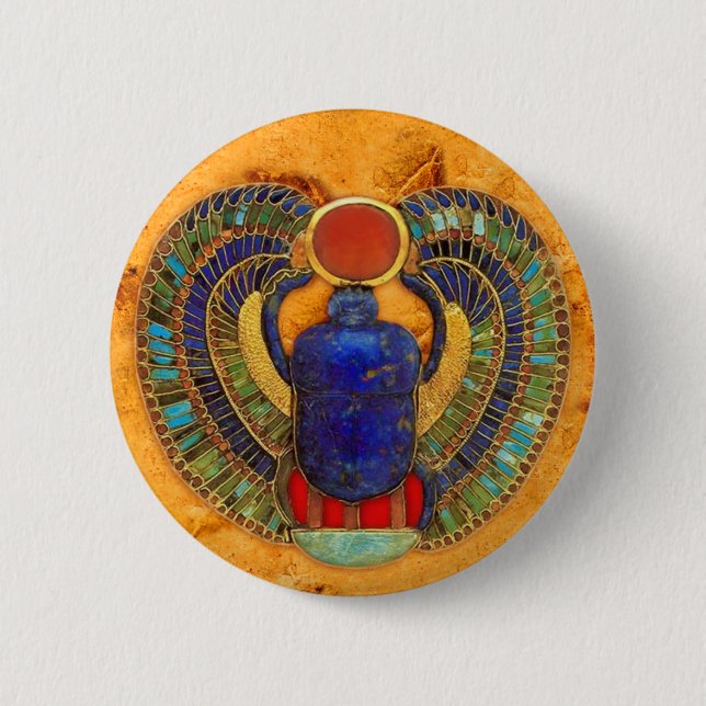 Badge Rond 5 Cm Scarab sacré de l'Egypte ancienne (Devant)