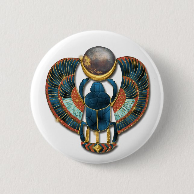 Badge Rond 5 Cm Scarabée sacré du Roi Tut (Devant)
