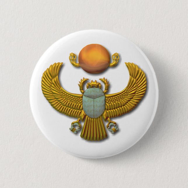 Badge Rond 5 Cm Scarabée sacré égyptien antique - or (Devant)