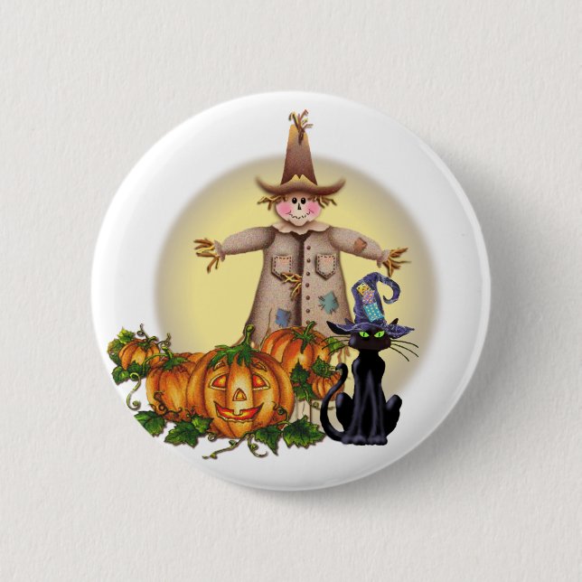 Badge Rond 5 Cm SCARECROW, JACK & CAT par SHARON SHARPE (Devant)