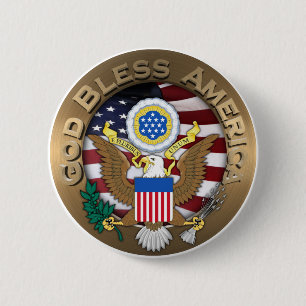 Badge Rond 5 Cm Sceau des États-Unis d'Amérique - Dieu béni l'Amér