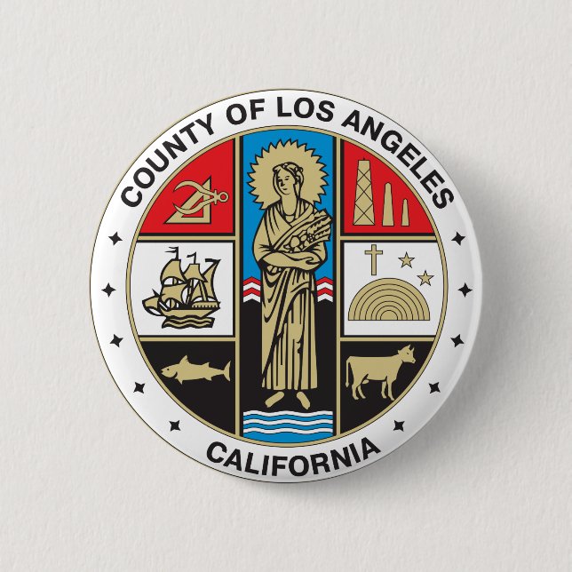 Badge Rond 5 Cm Sceau du comté de Los Angeles (Devant)