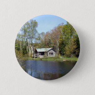 Badge Rond 5 Cm Scène rustique de l'eau de cabine