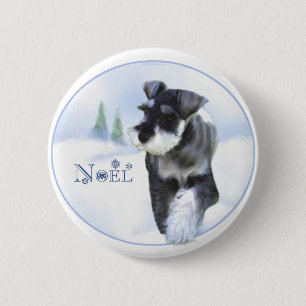 Badge Rond 5 Cm Schnauzer standard Noel