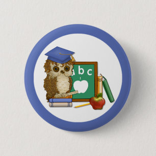 Badge Rond 5 Cm Scholar Owl