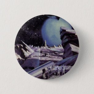 Badge Rond 5 Cm Science-fiction vintage, Aliens sur la Lune dans l