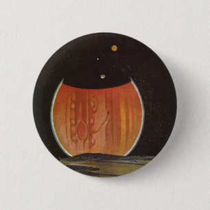 Badge Rond 5 Cm Science-fiction vintage, astronautes sur Ganymede