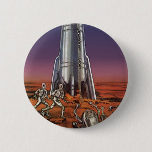 Badge Rond 5 Cm Science-fiction vintage, les astronautes Beetle Al