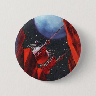Badge Rond 5 Cm Science-fiction vintage, rover lunaire spatial de 