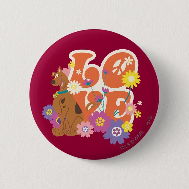 Badge Rond 5 Cm Scooby-Doo "Amour" (Devant)