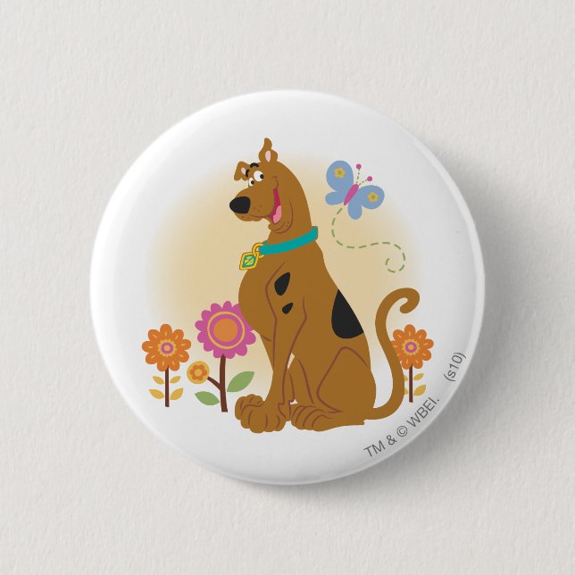 Badge Rond 5 Cm Scooby-Doo Après Papillon (Devant)
