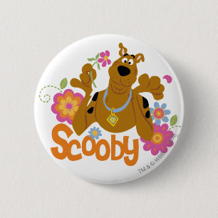 Badge Rond 5 Cm Scooby-Doo En Fleurs
