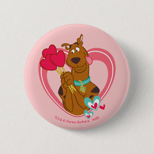 Badge Rond 5 Cm Scooby-Doo Holding Heart Lolipops