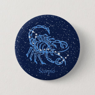 Badge Rond 5 Cm Scorpio Constellation et signe Zodiaque avec étoil