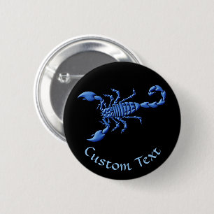 Badge Rond 5 Cm Scorpion bleu