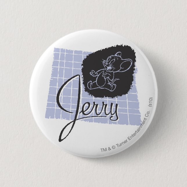 Badge Rond 5 Cm Script noir et bleu Jerry (Devant)