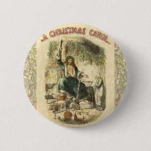 Badge Rond 5 Cm Scrooge Christmas Carol Art Imprimer l'illustratio