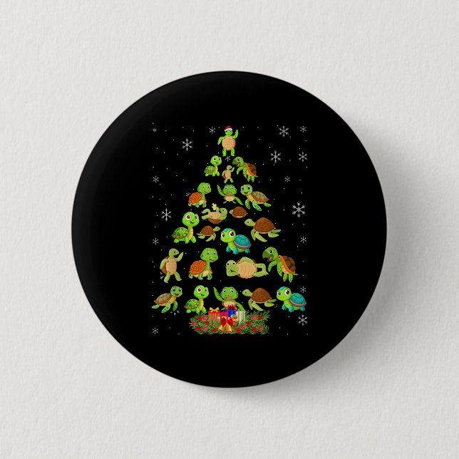 Badge Rond 5 Cm Sea Turtle Christmas Tree Matching Family Xmas Tre (Devant)