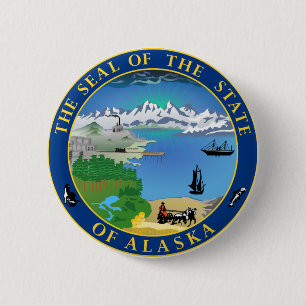 Badge Rond 5 Cm Seal of Alaska State USA Button