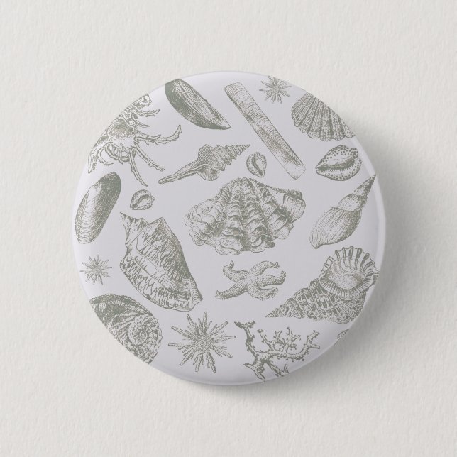 Badge Rond 5 Cm Seashell Soft Antique Art Beach Shops (Devant)