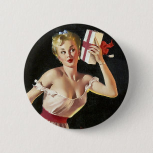 Badge Rond 5 Cm Secouant le Pin de présents