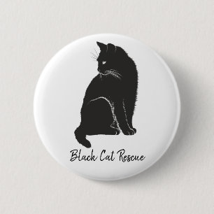 Badge Rond 5 Cm Secourt de chat noir