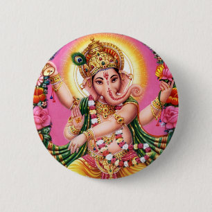 Badge Rond 5 Cm Seigneur Ganesha de danse