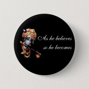 Badge Rond 5 Cm Seigneur Krishna peint à la main