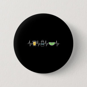 Badge Rond 5 Cm Sel Tequila Citron Cœur Battement Drôle Cinco De M