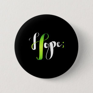 Badge Rond 5 Cm Semicolon du ruban vert pour les femmes - Santé me