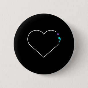 Badge Rond 5 Cm Semicolon Sensibilisation à la santé mentale