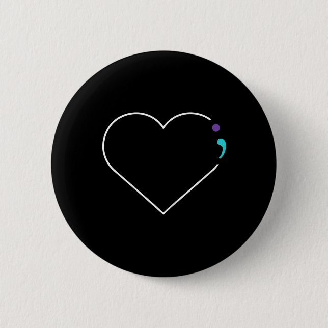 Badge Rond 5 Cm Semicolon Sensibilisation à la santé mentale (Devant)