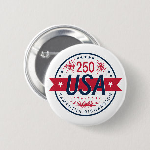 Badge Rond 5 Cm Semiquincentenaire des États-Unis 250e anniversair
