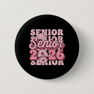 Badge Rond 5 Cm Senior 2026 Promotion 2026 Coquette Rose Ruban Dip