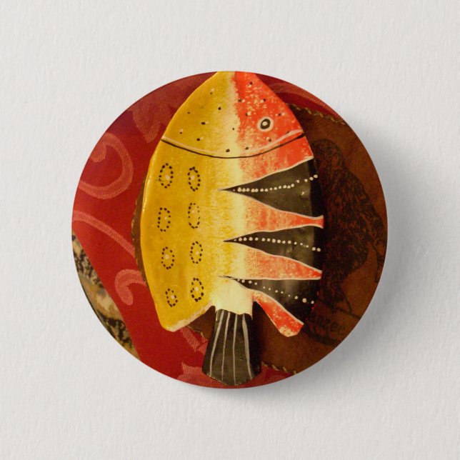 Badge Rond 5 Cm Sensation striée Tigre Barbe Poisson Imprimer (Devant)