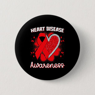 Badge Rond 5 Cm Sensibilisation à la maladie cardiaque Je porte du
