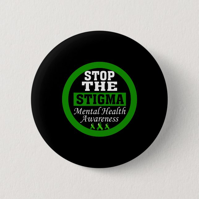 Badge Rond 5 Cm Sensibilisation À La Santé Arrêter Le Ruban Vert S (Devant)