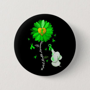Badge Rond 5 Cm Sensibilisation à la santé mentale Tournesol Vert