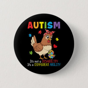 Badge Rond 5 Cm Sensibilisation à l'autisme Mère Poulet Capacité D