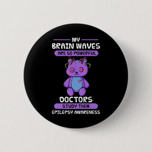 Badge Rond 5 Cm Sensibilisation à l'épilepsie Cerveau épileptique 