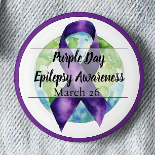 Badge Rond 5 Cm Sensibilisation à l'épilepsie de la journée violet