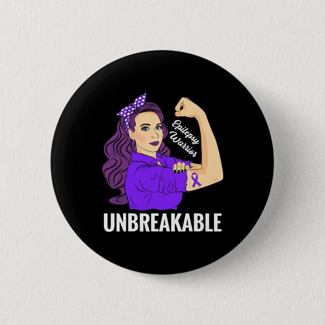 Badge Rond 5 Cm Sensibilisation à l'épilepsie Épileptique Purple R (Devant)