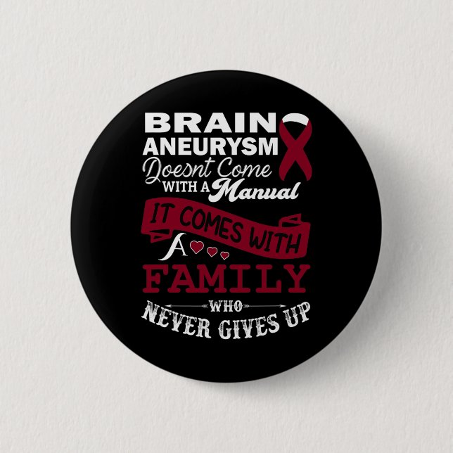 Badge Rond 5 Cm Sensibilisation à l'neurologie cérébrale Burgundy  (Devant)