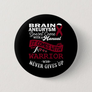 Badge Rond 5 Cm Sensibilisation à l'neurysme cérébral Burgundy Rub