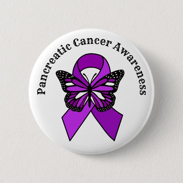 Badge Rond 5 Cm Sensibilisation au cancer du pancréas | Papillon (Devant)